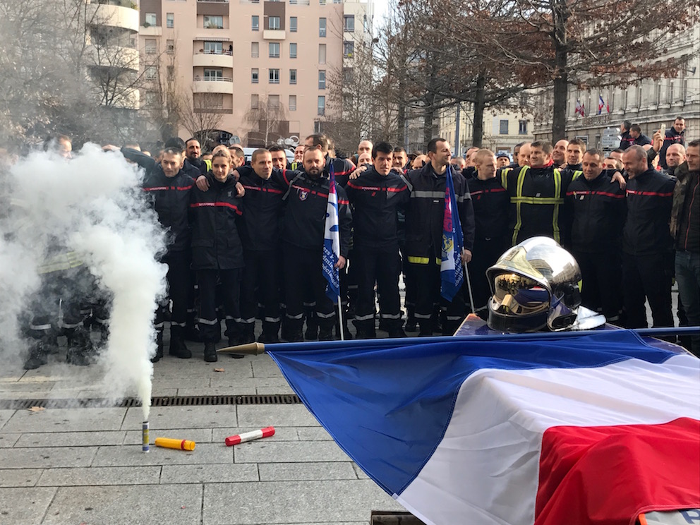 Manifestation de pompiers à Lyon le 8 janvier 2018 @Arthur Brenac