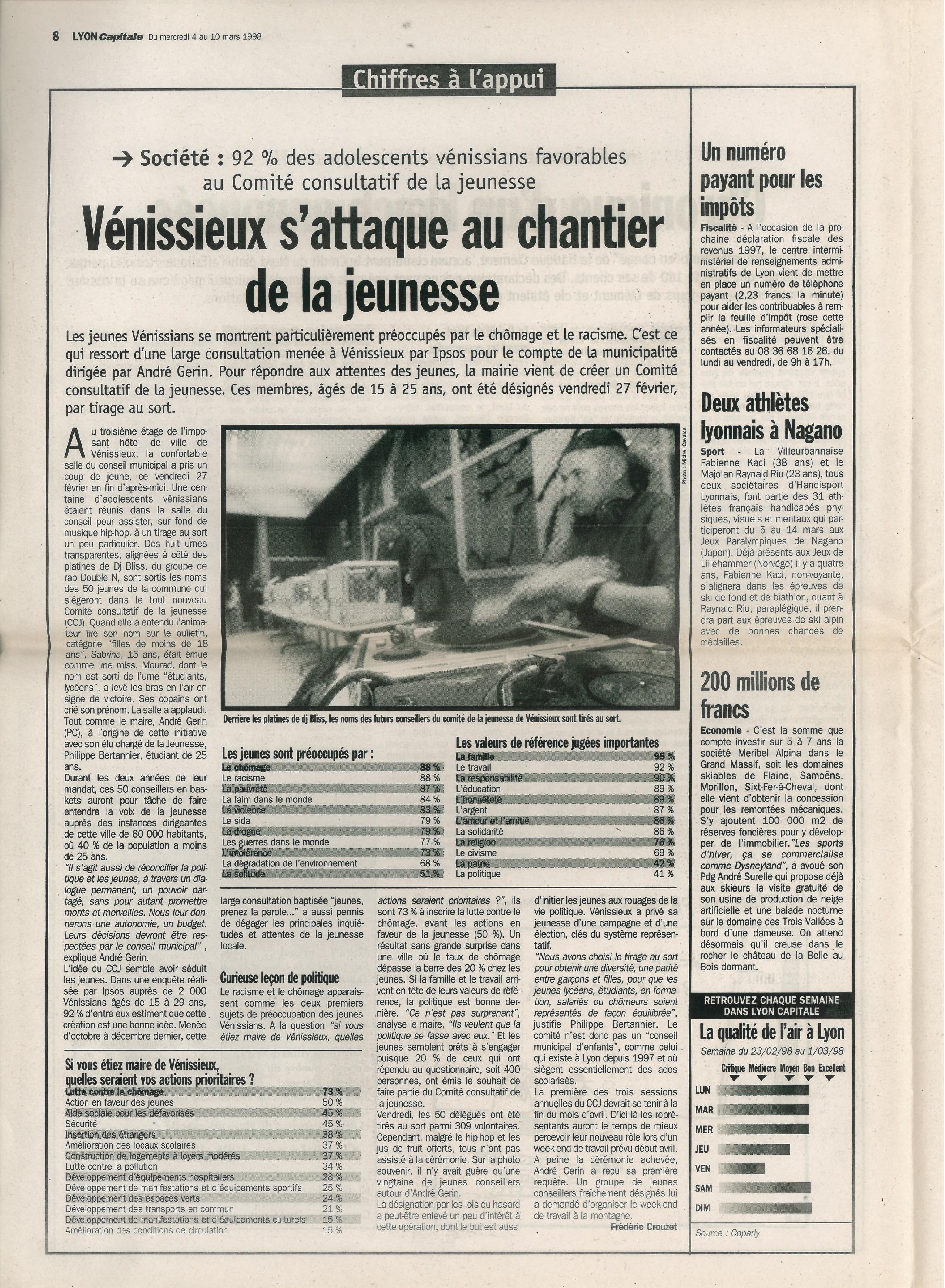Lyon Capitale n°161, 4 mars 1998, p. 8 © Lyon Capitale