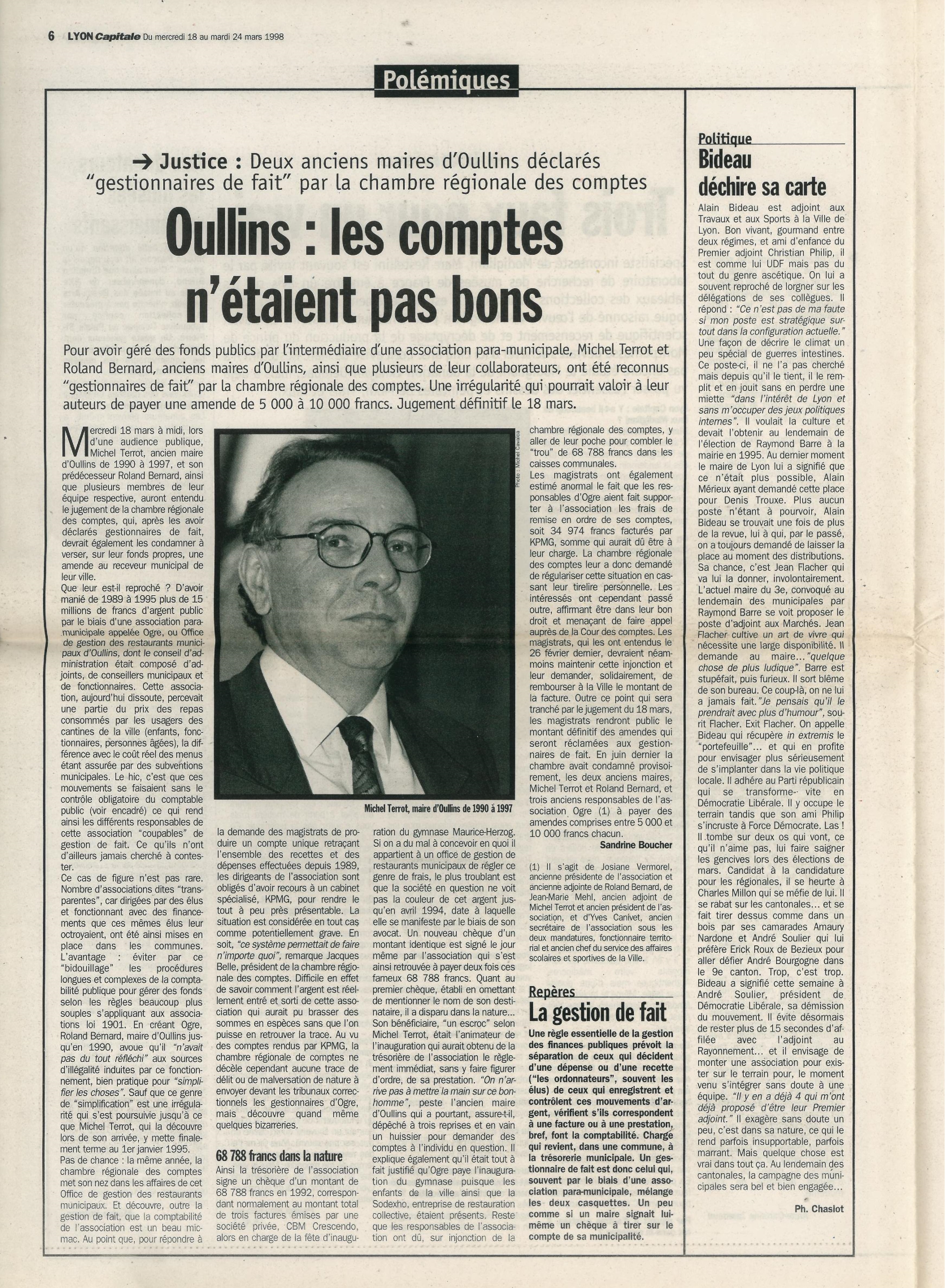 Lyon Capitale n°163, 18 mars 1998, p. 6 © Lyon Capitale