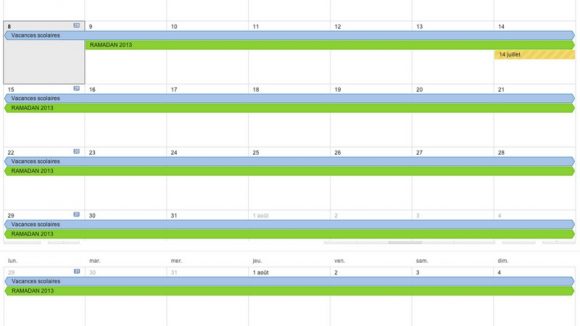 Calendrier Ramadan
