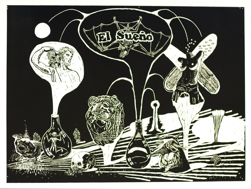 Damien Deroubaix, El Sueno, linogravure.