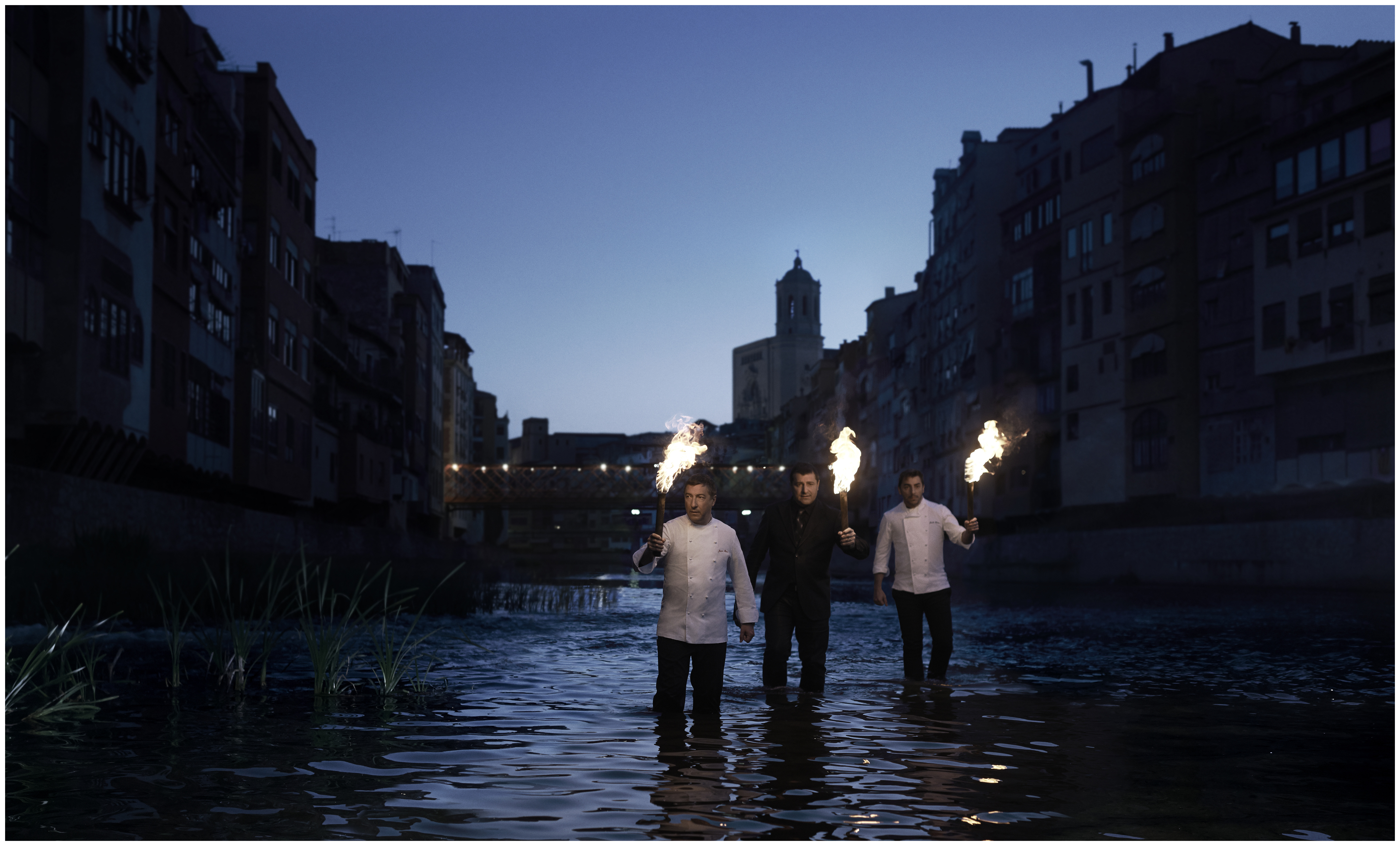 Les frères Roca, Joan, Josep et Jordi, du restaurant n°1 El Celler de Can Roca, à Gérone, En Espagne.