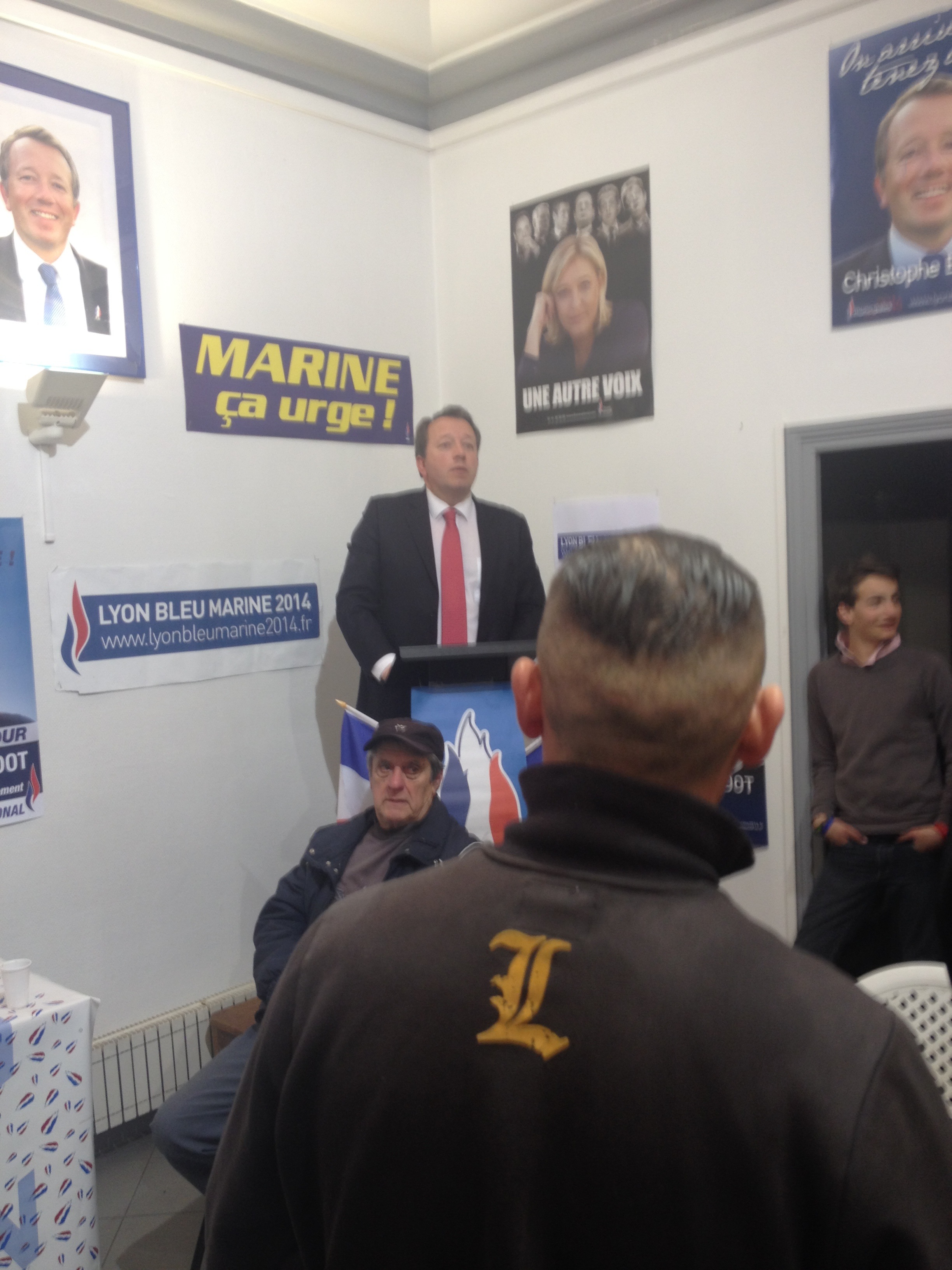 Dimanche 30 mars, QG du FN, à Lyon. Discours du candidat Christophe Boudot.