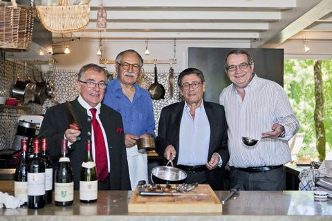 Le quartet de bons amis : Maurice Trolliet, Albert Constantin, Fernand Galula et Gilbert Reboul, chef cuisinier du Golf Club de Lyon