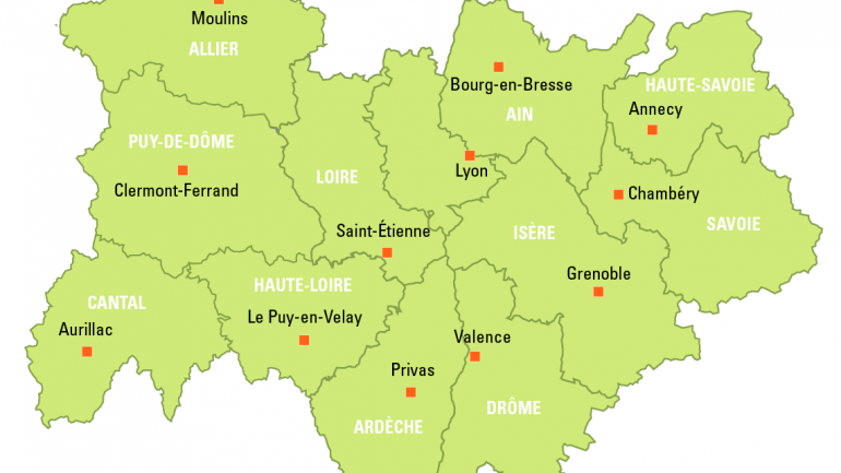 carte auvergne rhone alpes villes