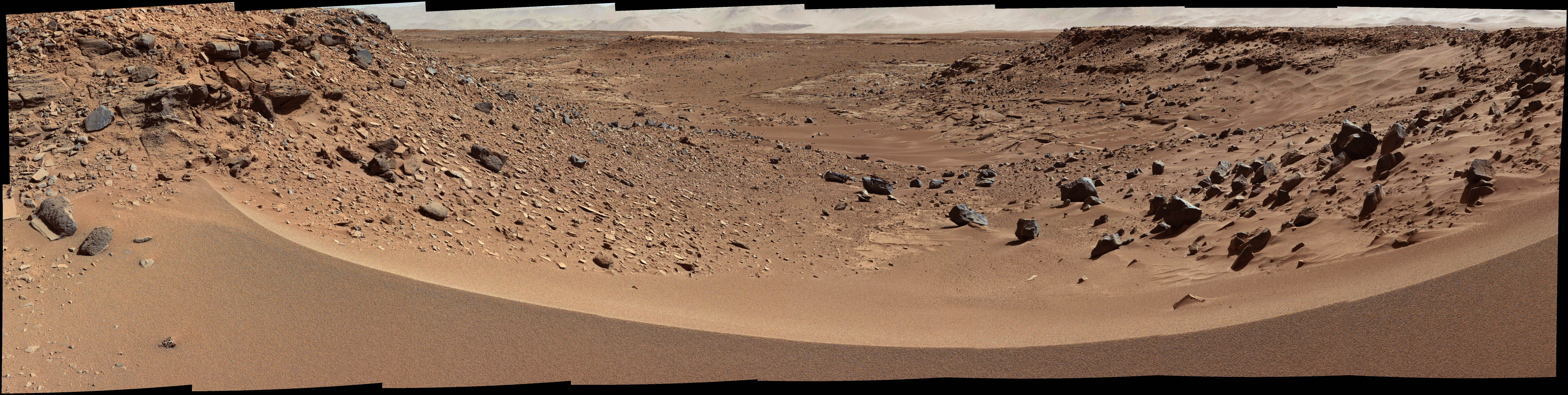Panorama de Mars réalisé par Curiosity en janvier 2014 ()
