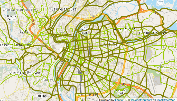 Carte espérée d'ici 2020 des aménagements des pistes cyclables à Lyon