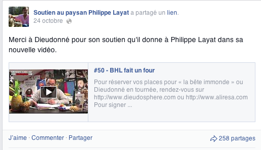 capture d'écran de la page Facebook de soutien à Philippe Layat