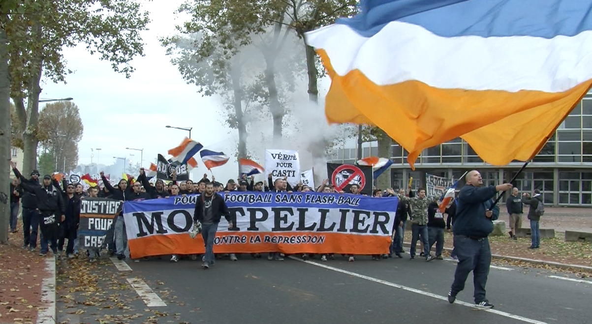 ultras manif lyon supporters montpellier ()