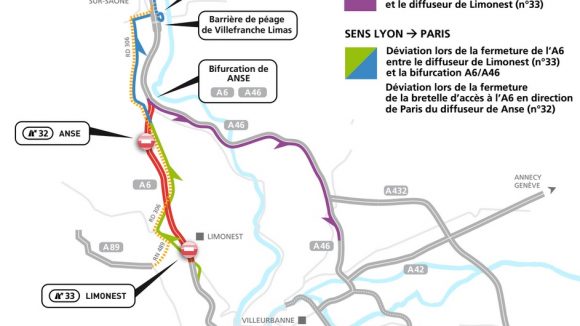 déviations pendant les fermetures de l'A6