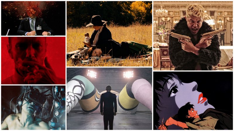 De gauche à droite : Scanners, Dealer, Tetsuo / The Duke of Burgundy, Femina Ridens / Tokyo Tribe, Perfect Blue (montage LC)