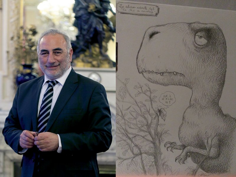 Georges Képénékian, adjoint à la culture de Gérard Collomb © Tim Douet / Dessin de Jérôme Jouvray (montage Lyon Capitale)