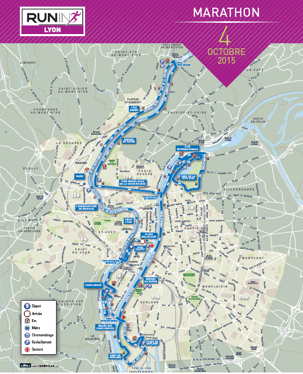 Run in Lyon 2015, plan marathon Run in Lyon 2015, plan marathon