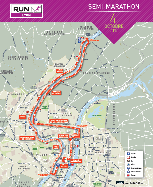 Run in Lyon 2015, plan semi-marathon Run in Lyon 2015, plan semi-marathon