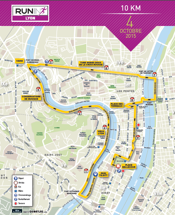 Run in Lyon 2015, plan 10km Run in Lyon 2015, plan 10km