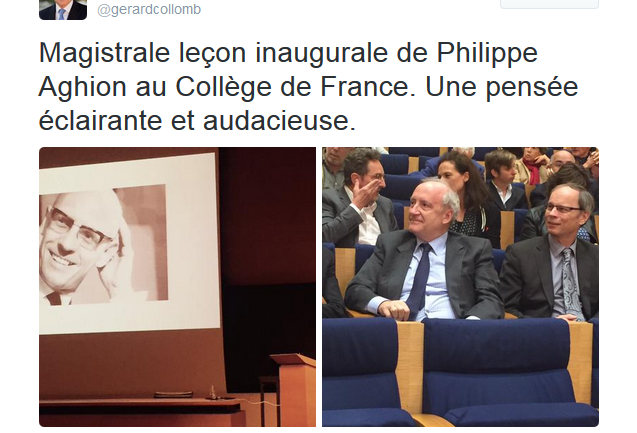 Tweet Gérard Collomb Philippe Aghion