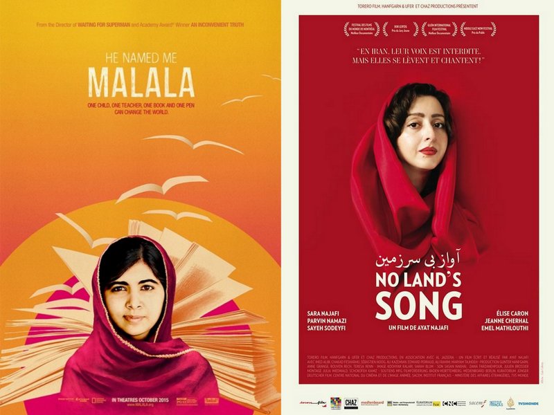 Affiches des films “Il m’a appelée Malala” et “No Land’s Song”