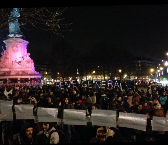 Rassemblement Nuit debout sur la place de la République à Paris