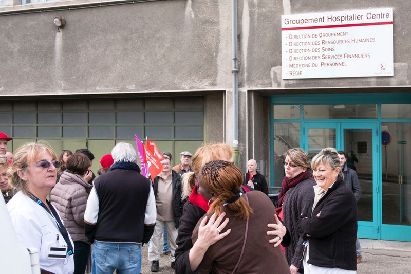 Grève à l'hôpital Edouard Herriot le 15 février 2017 © Tim Douet