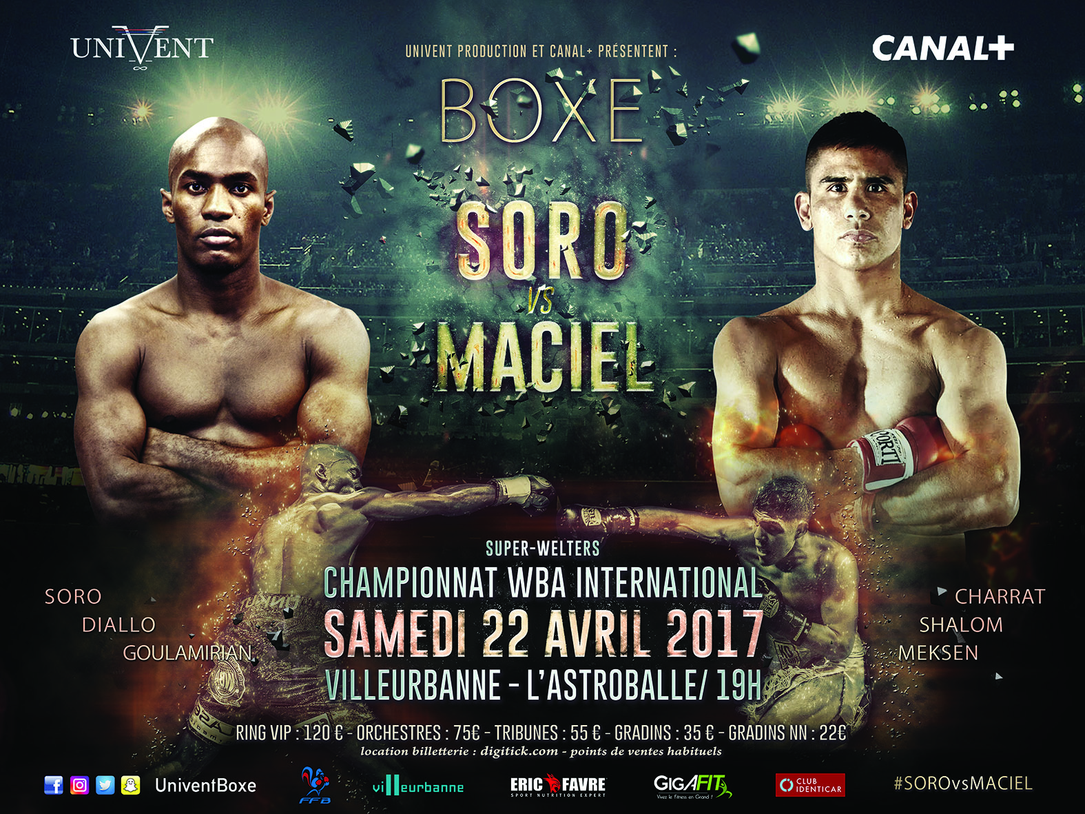 Affiche du gala de boxe à l'Astroballe ()