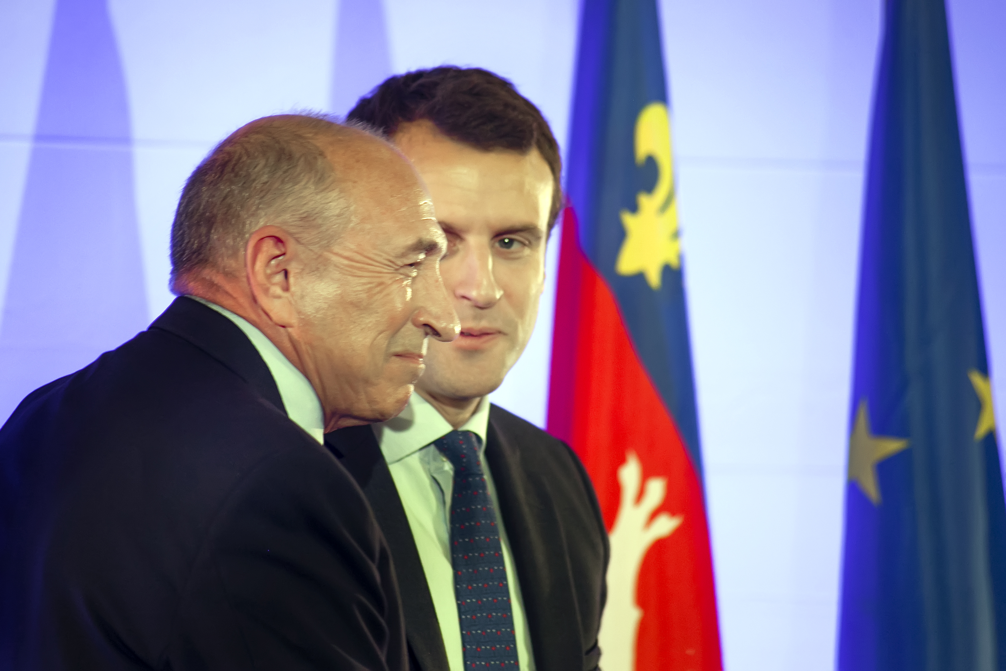 Gérard Collomb et Emmanuel Macron, à Lyon, en juin 2016 © Tim Douet