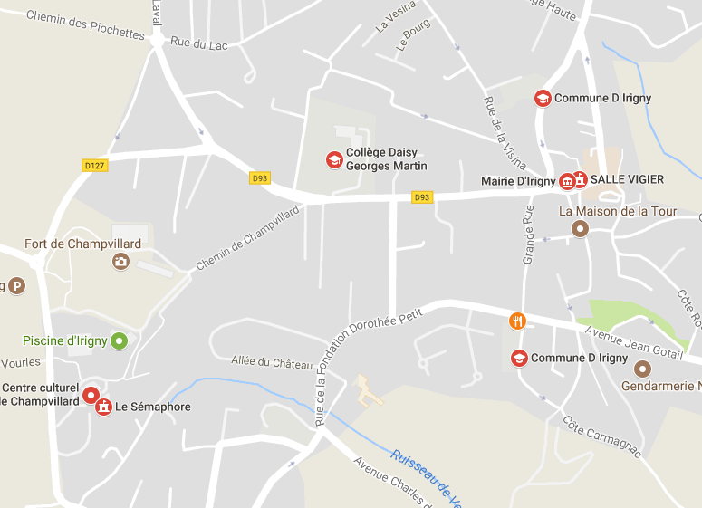 Localisation du Sémaphore à Irigny © capture d'écran Google Maps
