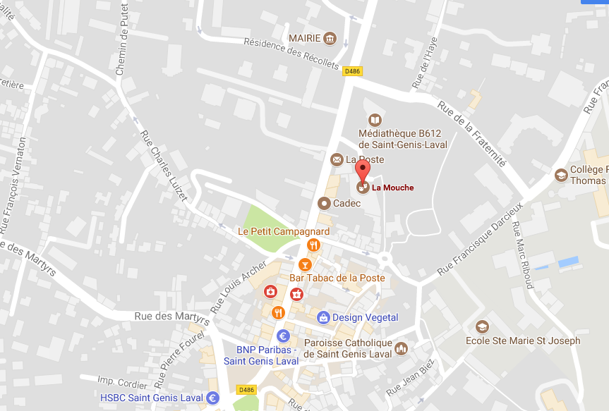 Localisation de l’espace culturel La Mouche à Saint-Genis-Laval © capture d'écran Google Maps