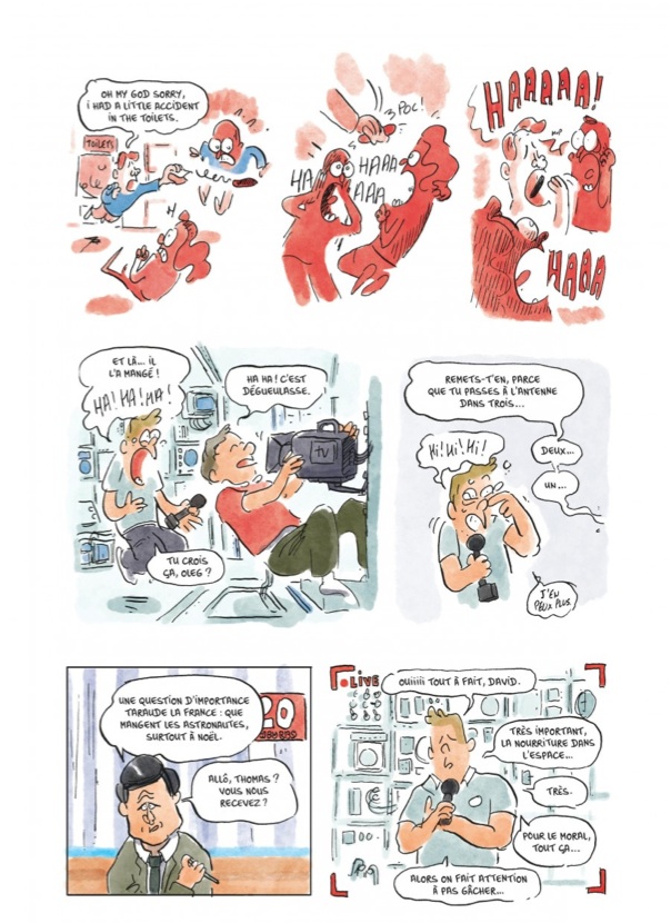 Planche extraite de la BD de Marion Montaigne “Dans la combi de Thomas Pesquet” © Dargaud