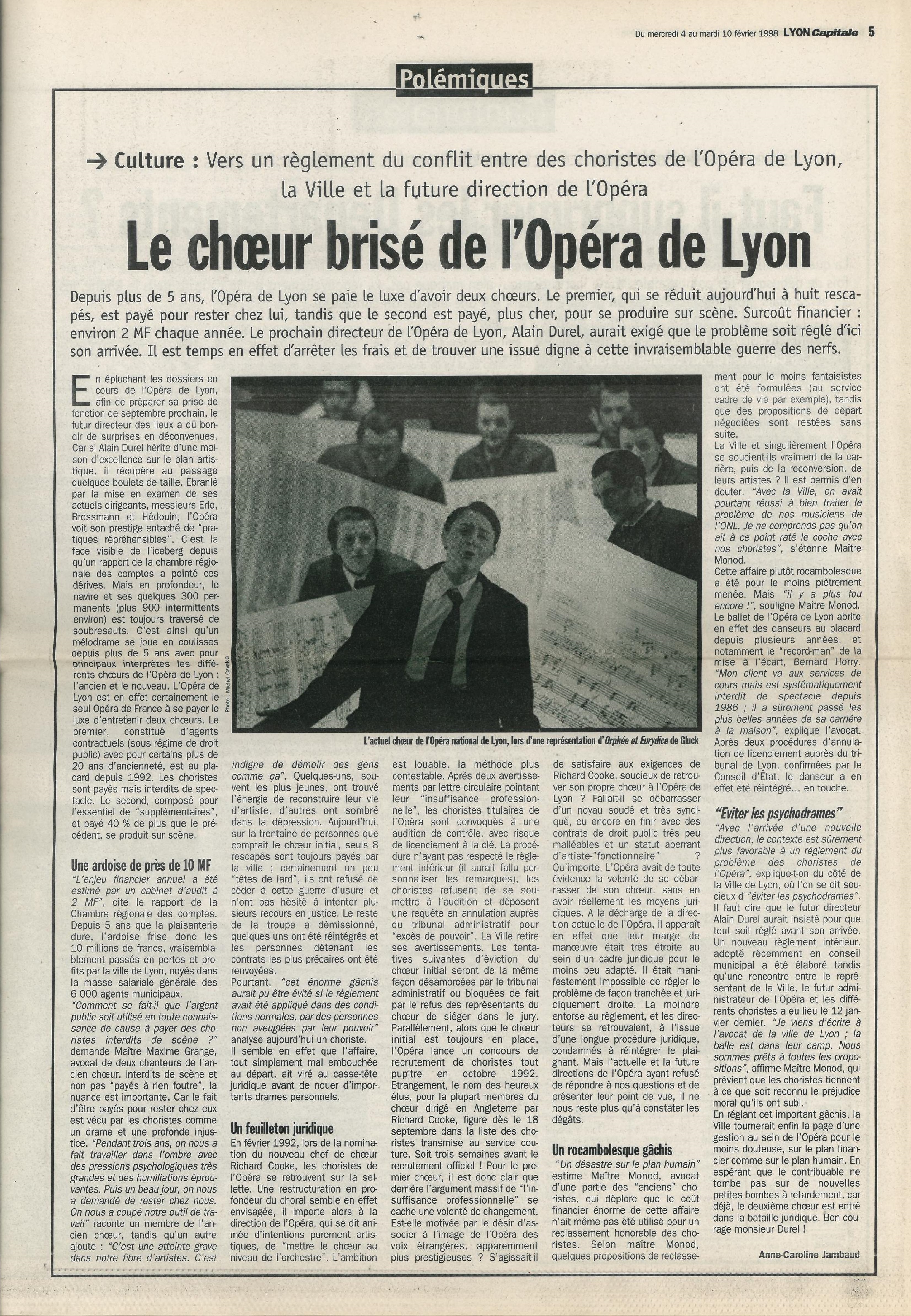 Lyon Capitale n°157, 4 février 1998, p. 5 © Lyon Capitale