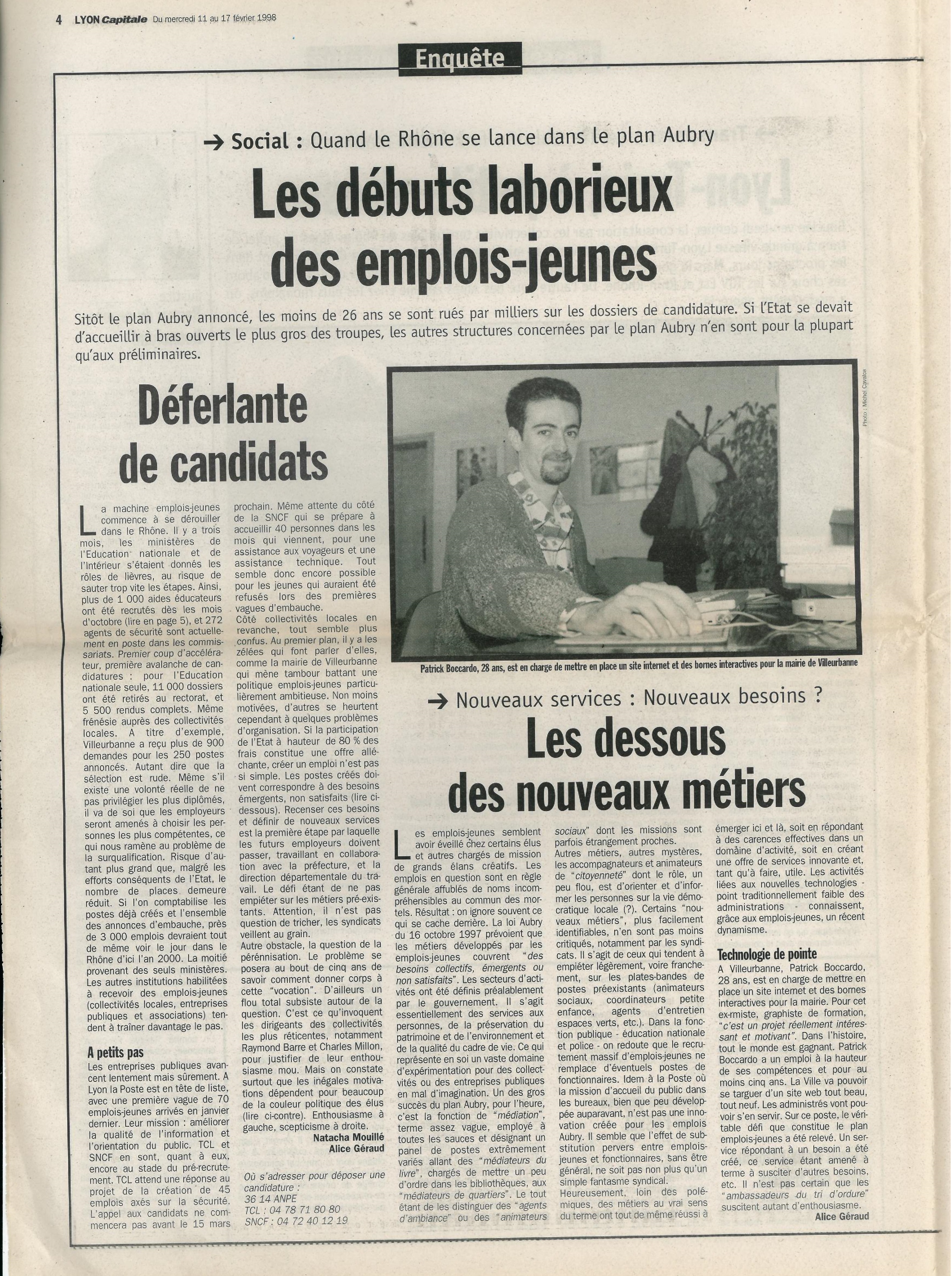 Lyon Capitale n°157, 11 février 1998, p.4 © Lyon Capitale
