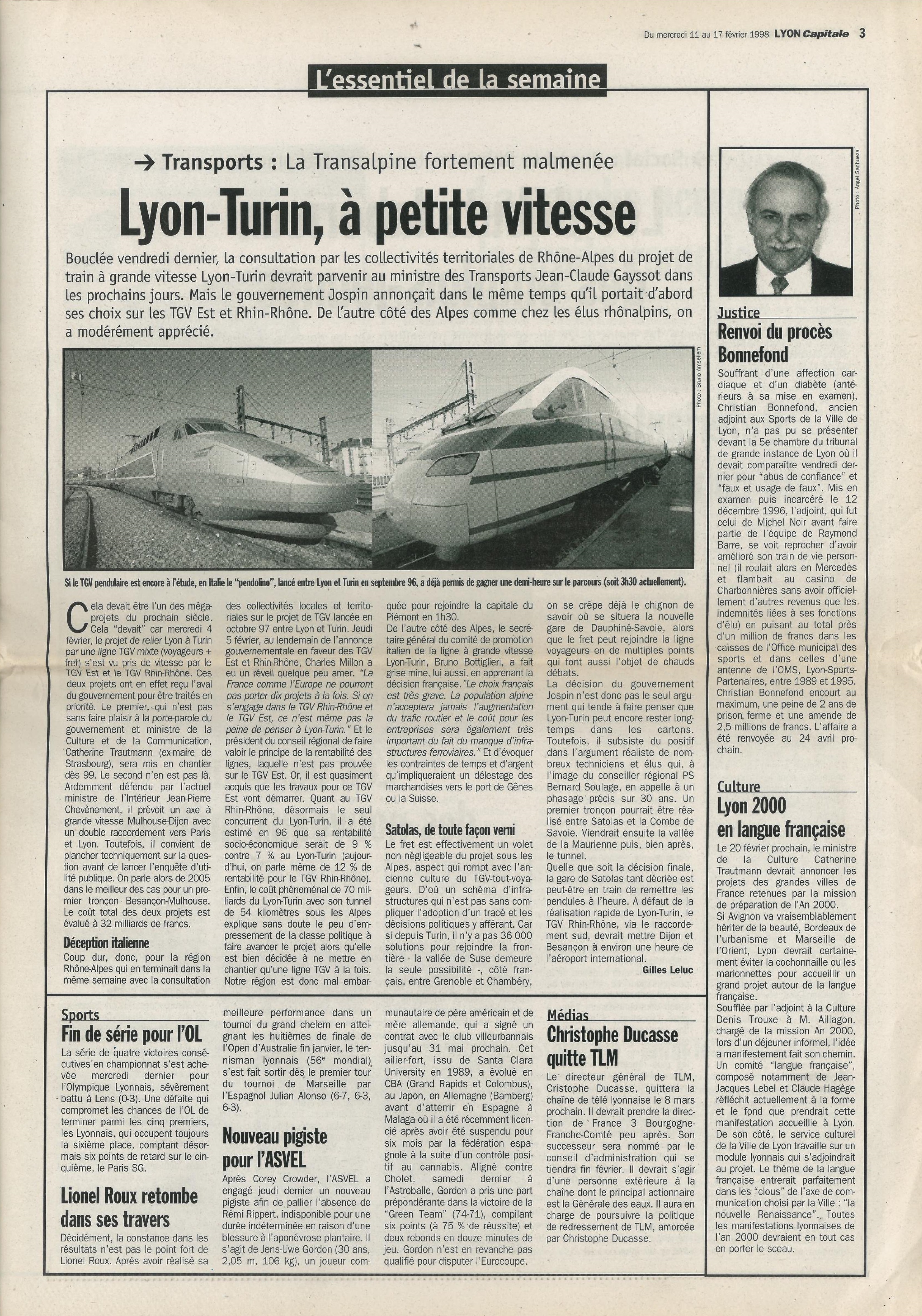 Lyon Capitale n°158, 11 février 1998, p. 3 © Lyon Capitale