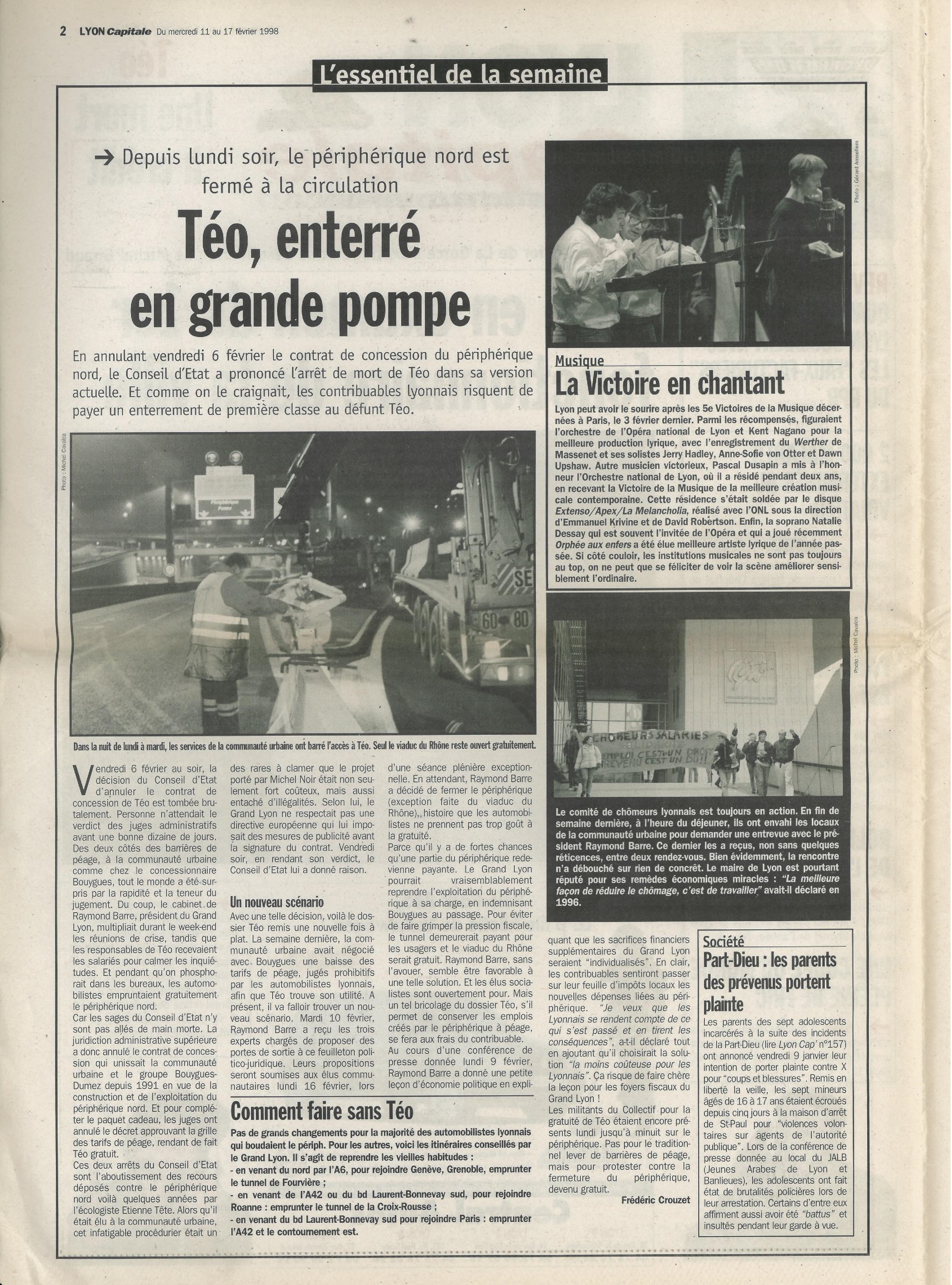 Lyon Capitale n°158, 21 janvier 1998, p. 2 © Lyon Capitale