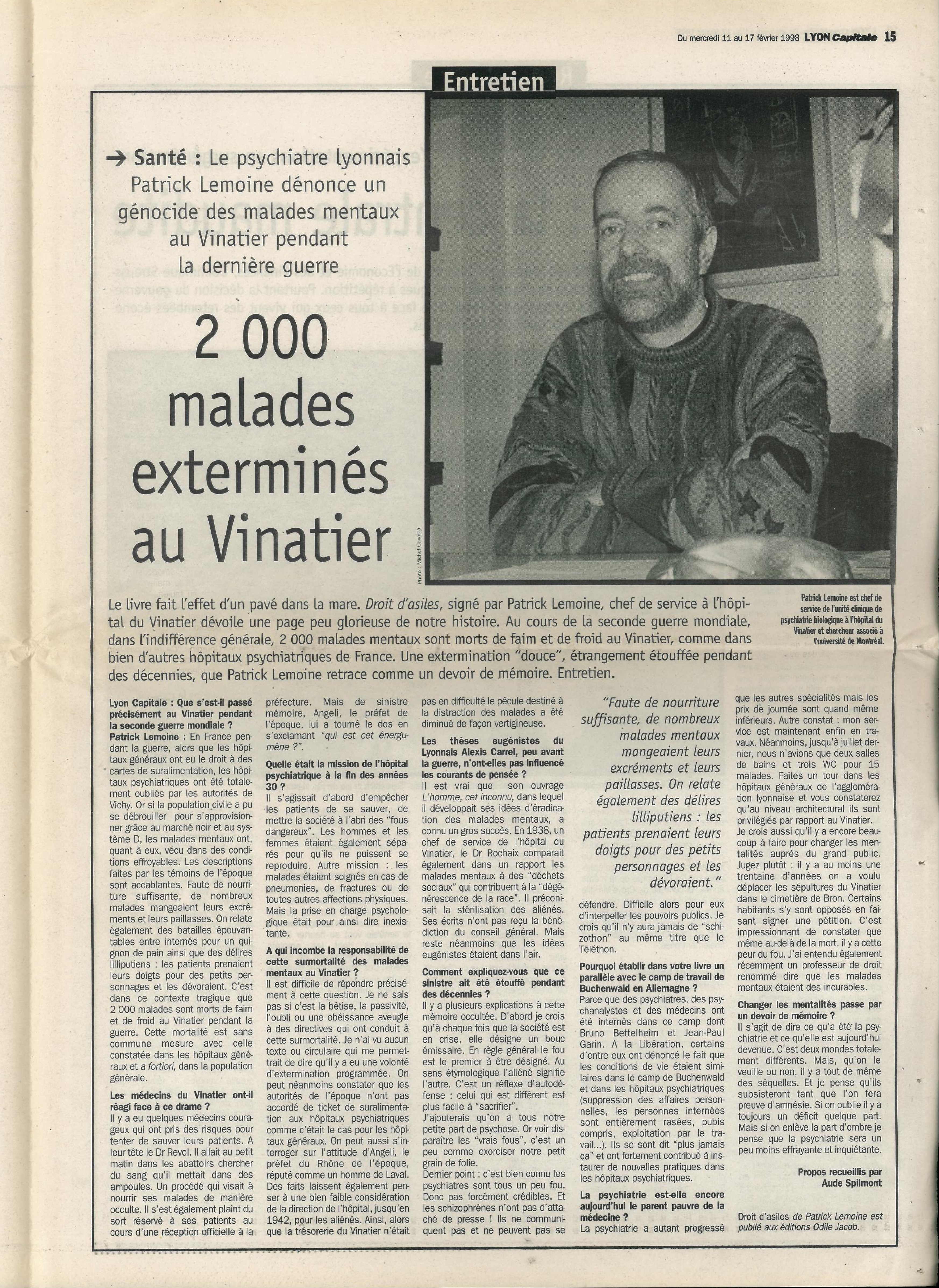 Lyon Capitale n°158, 11 février 1998, p.15 © Lyon Capitale