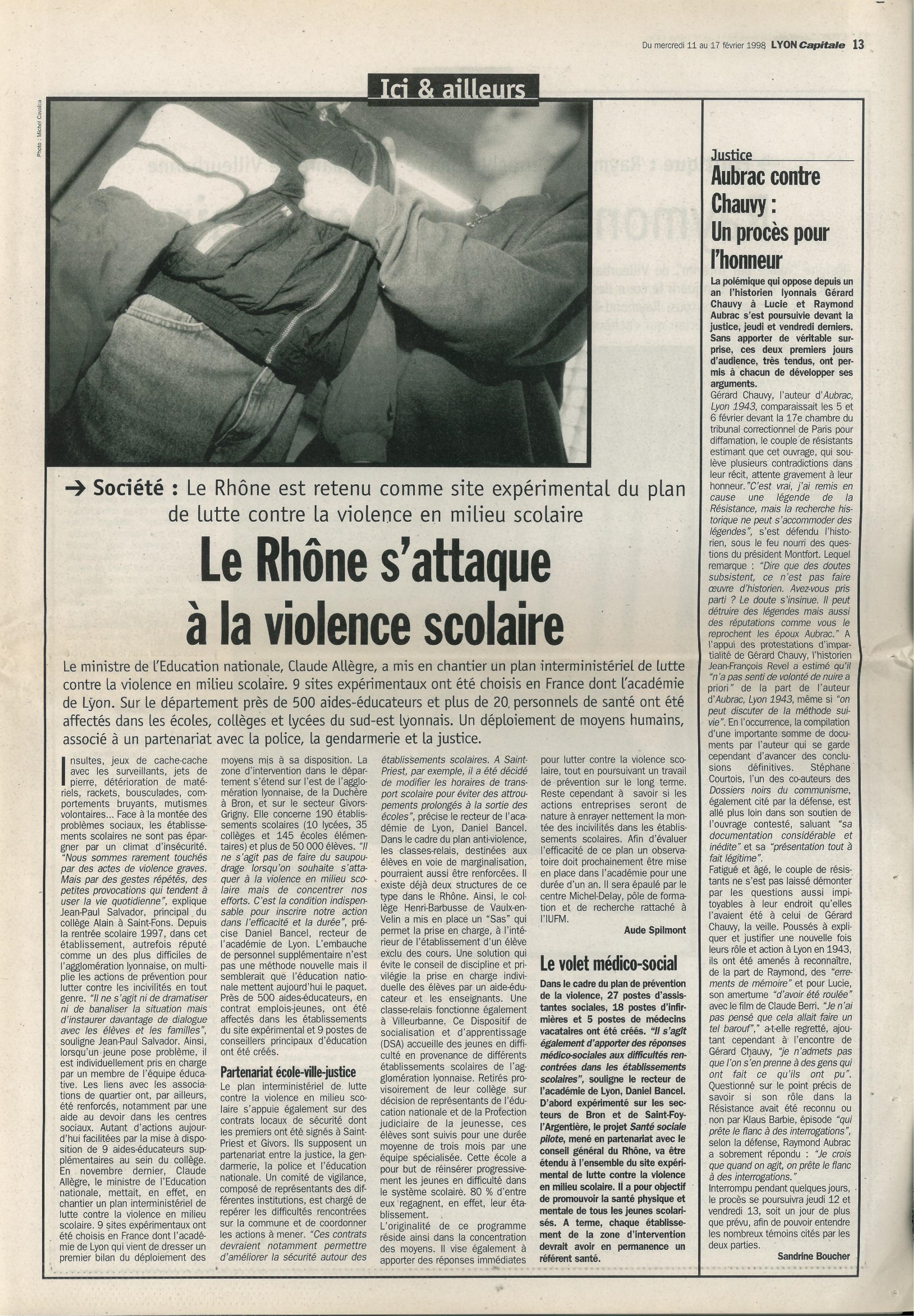 Lyon Capitale n°158, 11 février 1998, p.13 © Lyon Capitale