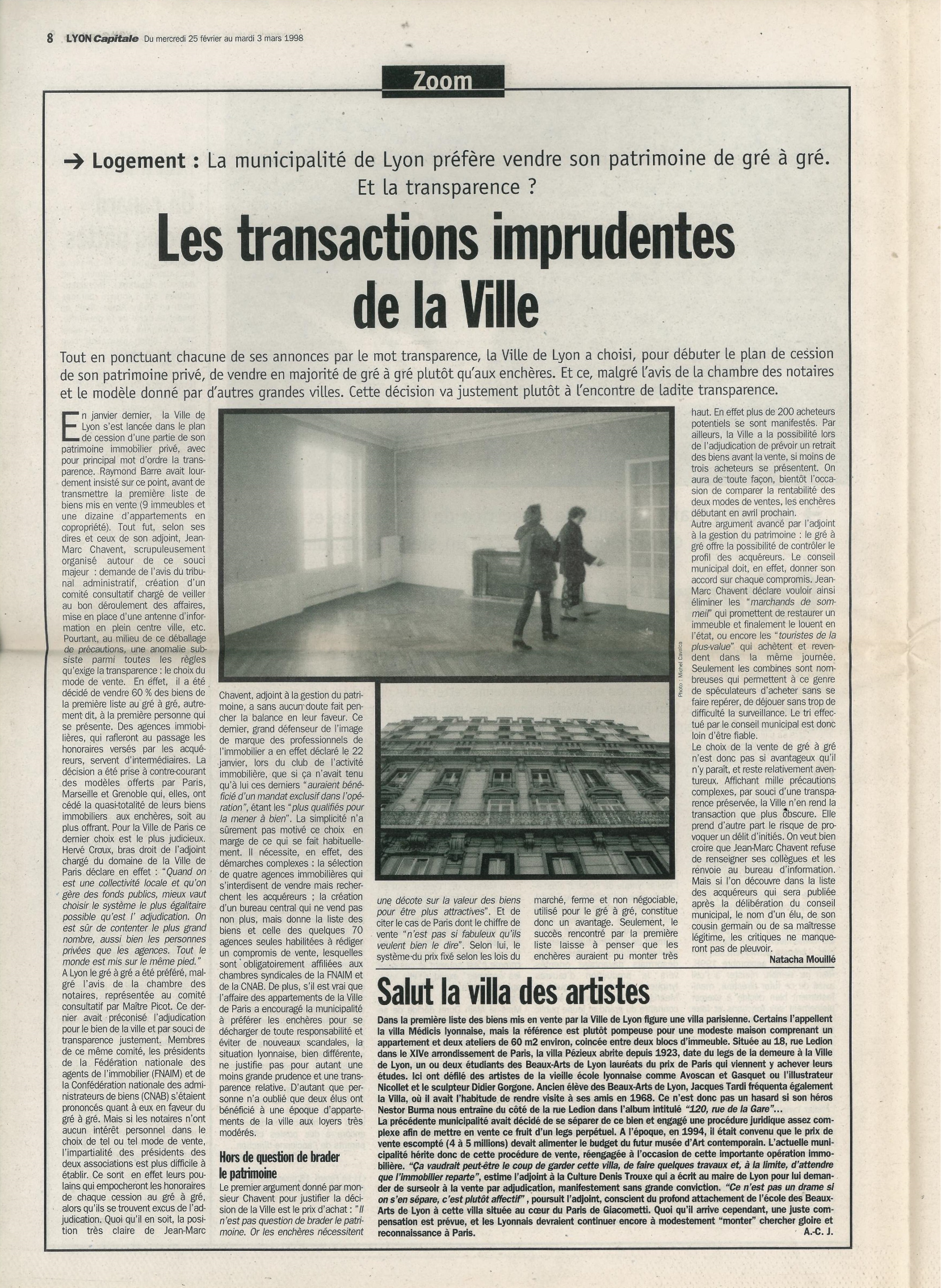 Lyon Capitale n°160, 25 février 1998, p. 8 © Lyon Capitale