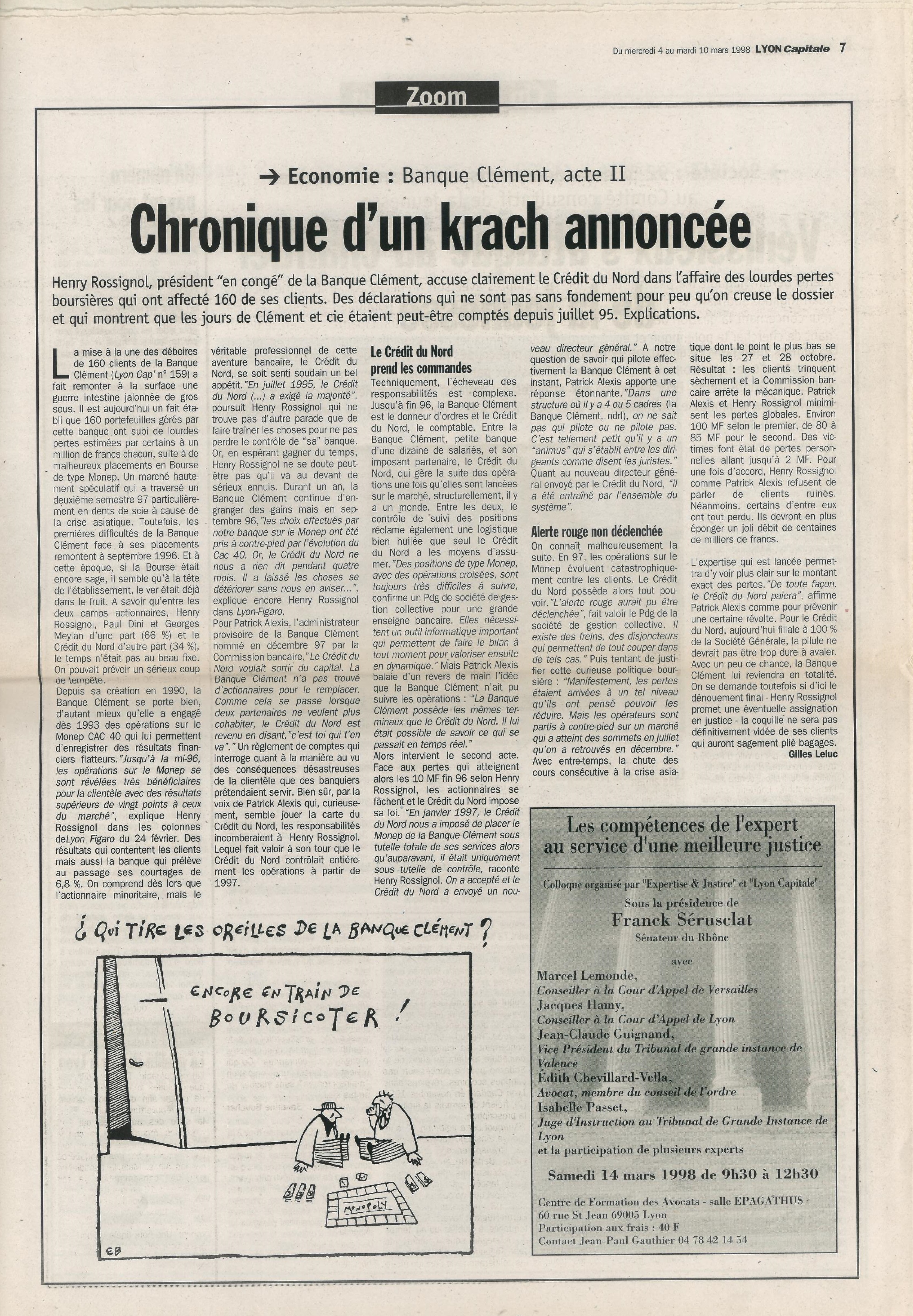 Lyon Capitale n°161, 4 mars 1998, p. 7 © Lyon Capitale