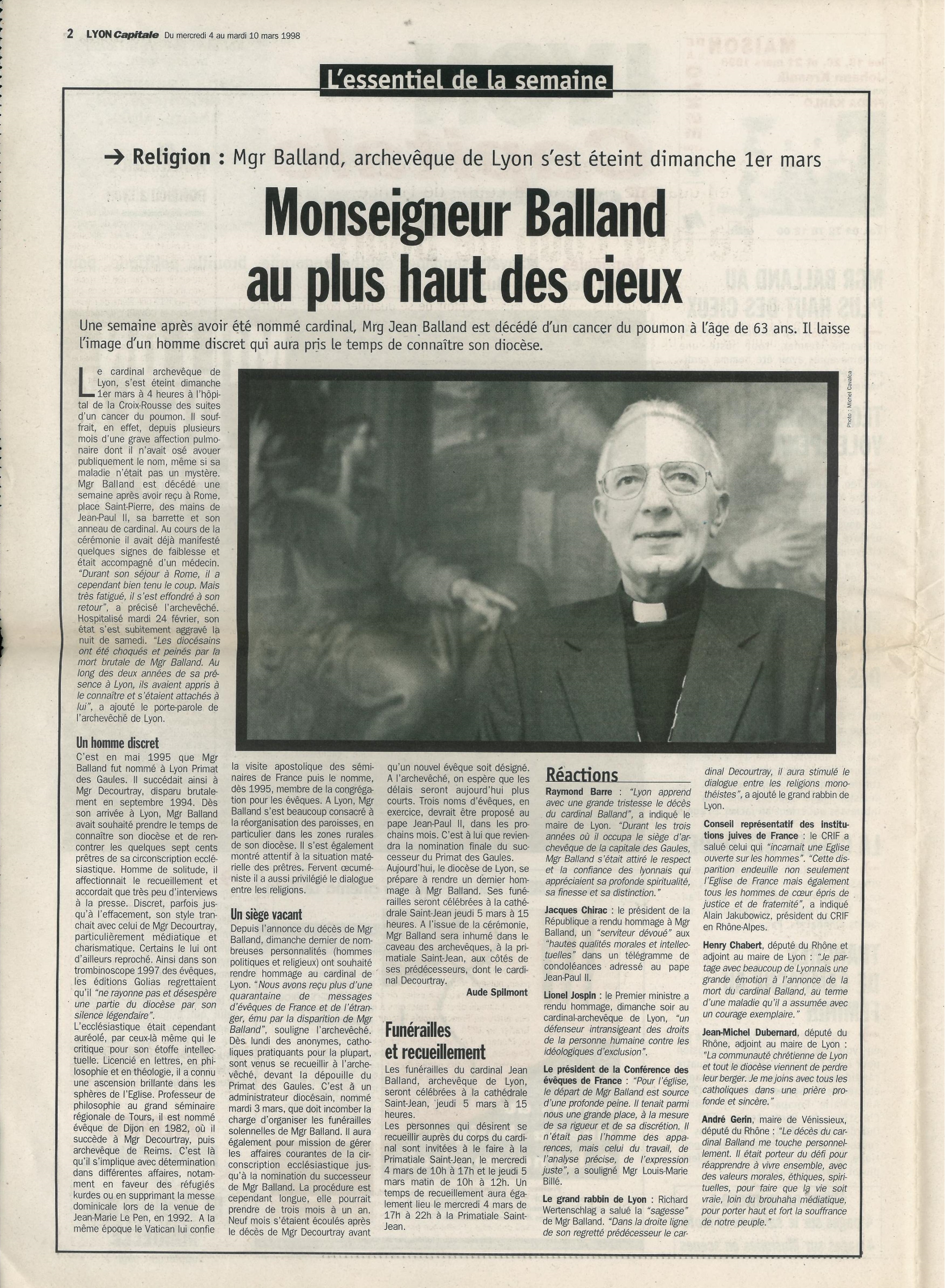 Lyon Capitale n°161, 4 mars 1998, p. 2 © Lyon Capitale