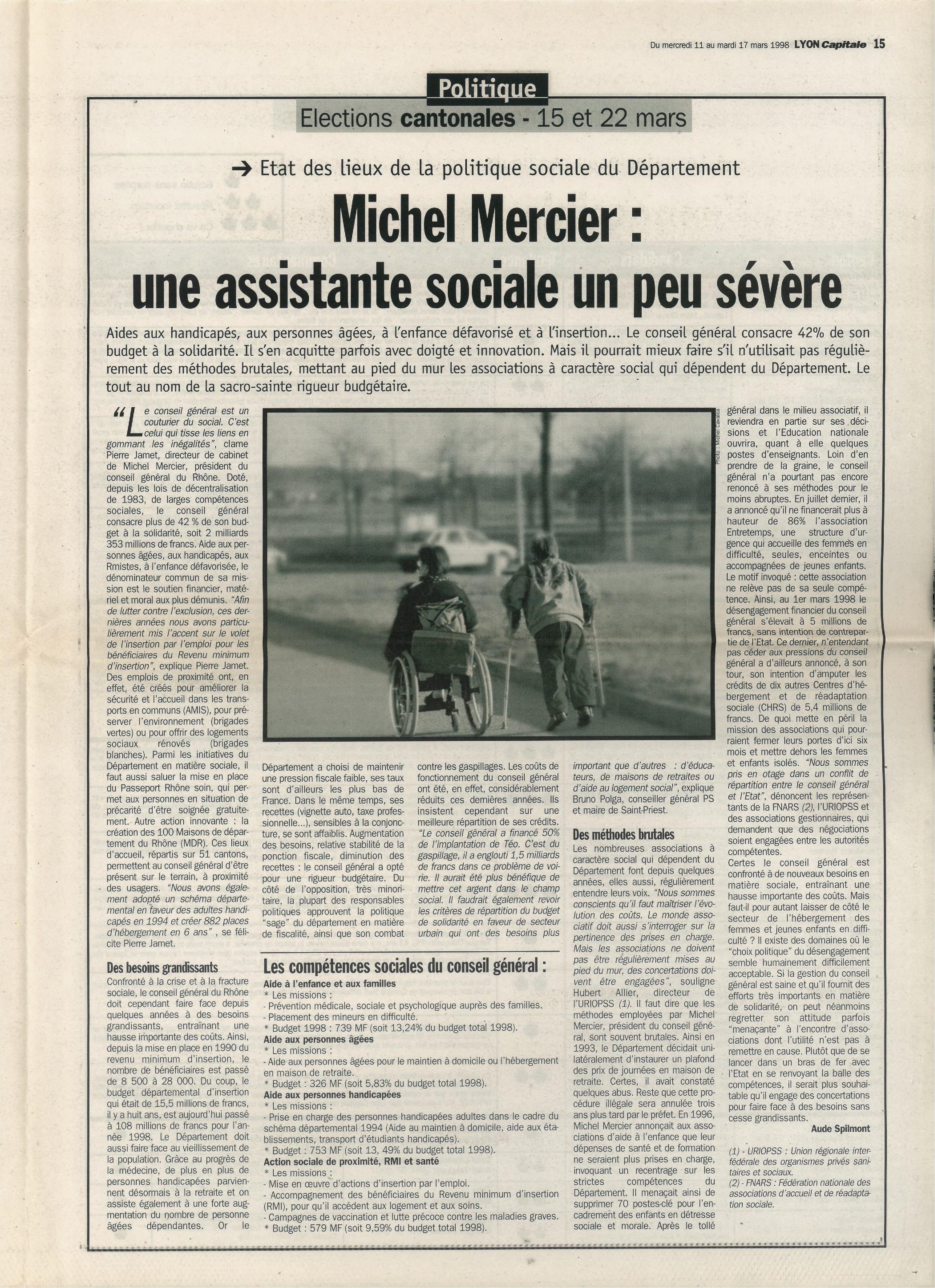 Lyon Capitale n°162, 11 mars 1998, p. 15 © Lyon Capitale