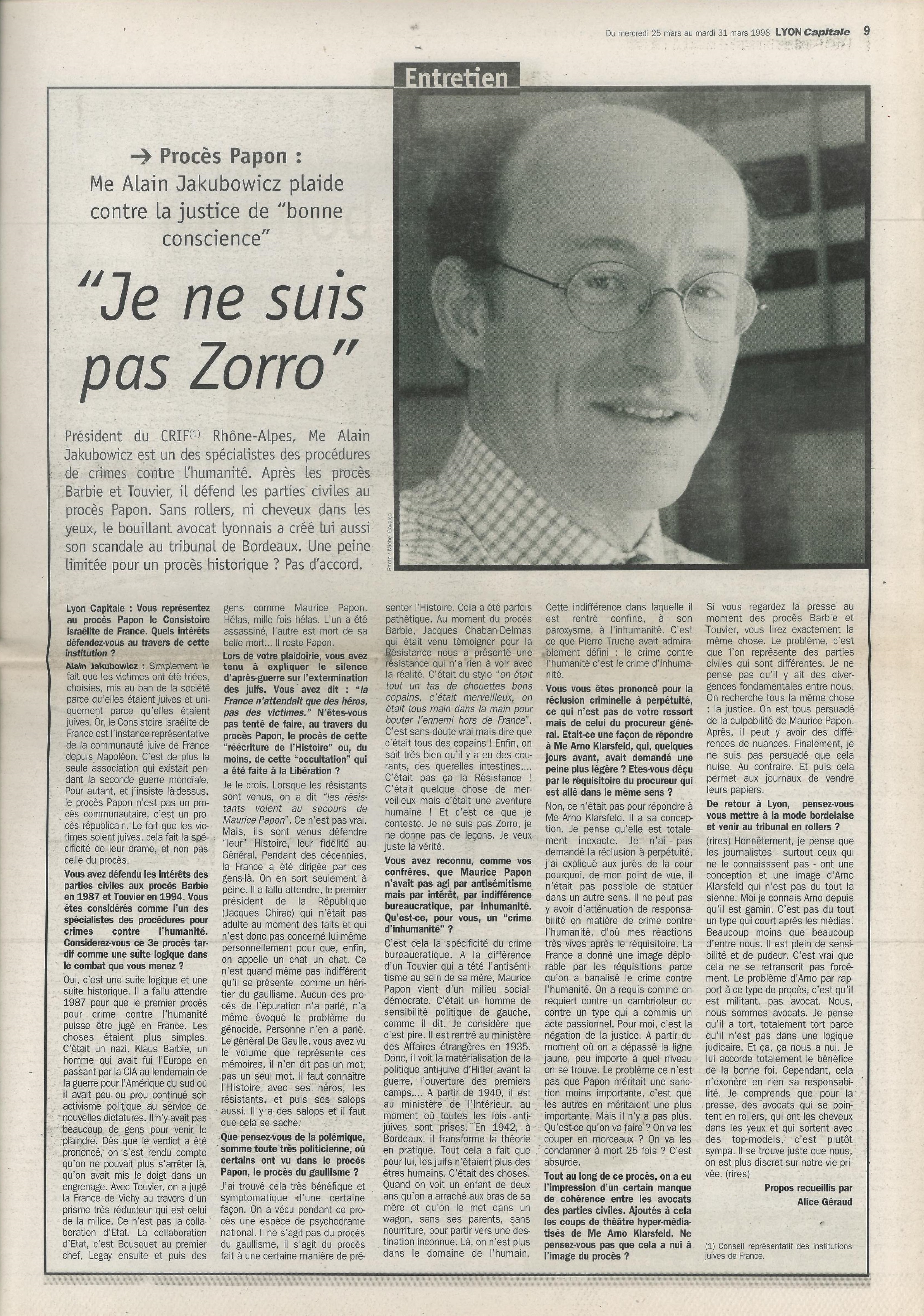 Lyon Capitale n°164, 25 mars 1998, p. 9 © Lyon Capitale