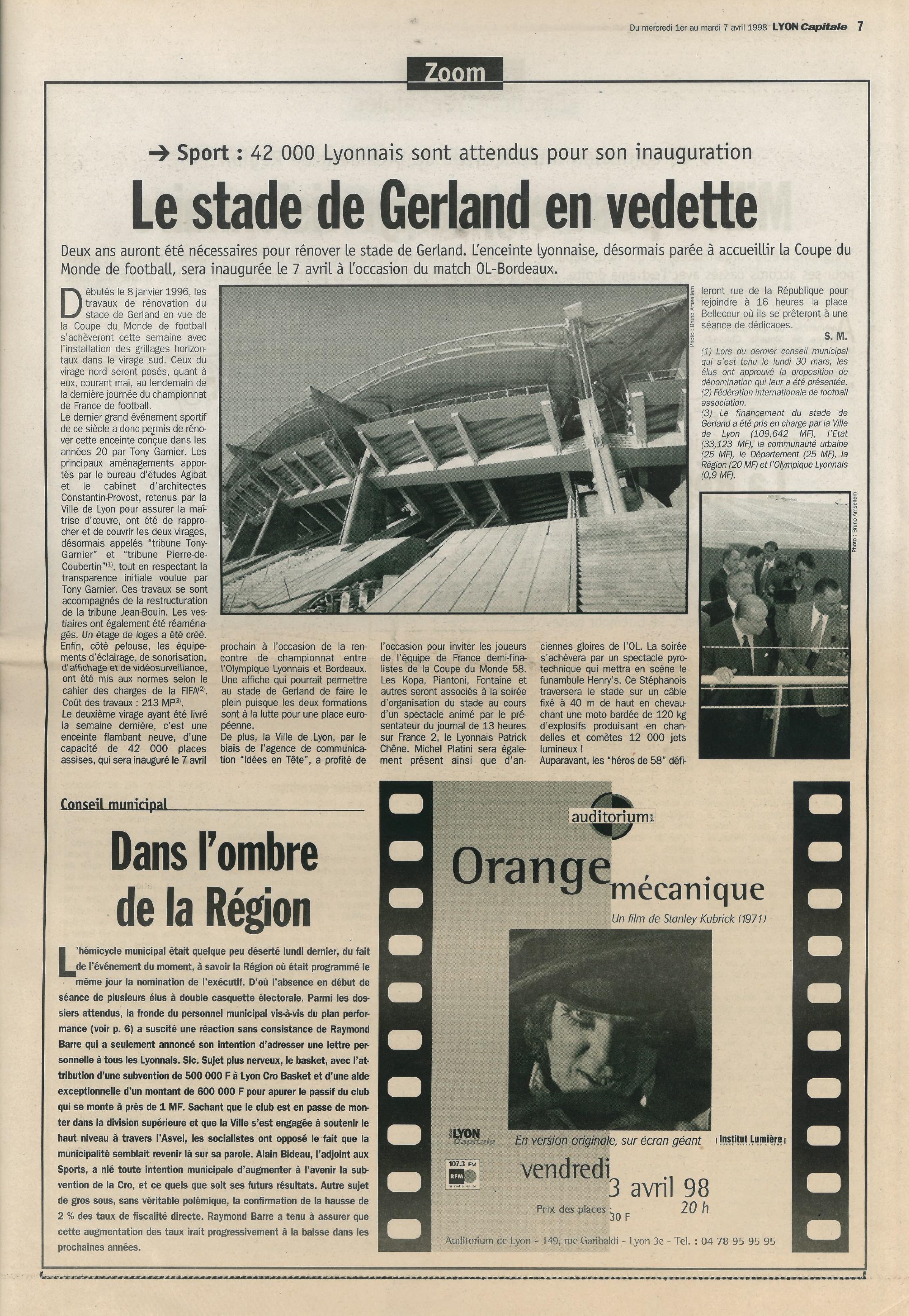 Lyon Capitale n°165, 1er avril 1998, p. 7 © Lyon Capitale