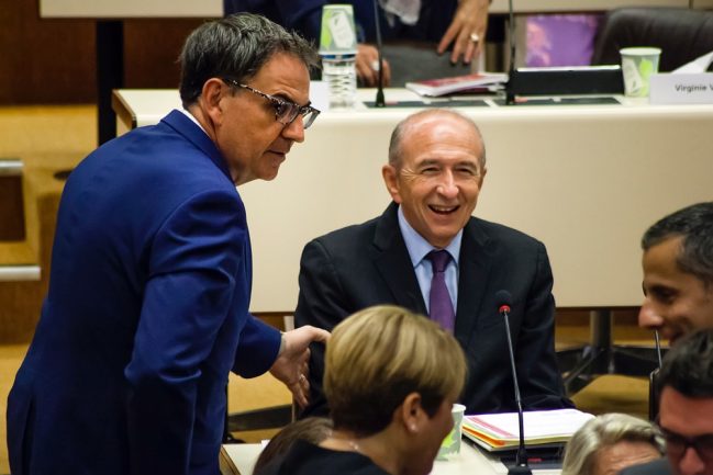 David Kimelfeld et Gérard Collomb au conseil métropolitain, le 10 juillet 2017, jour de l'élection du premier © Tim Douet