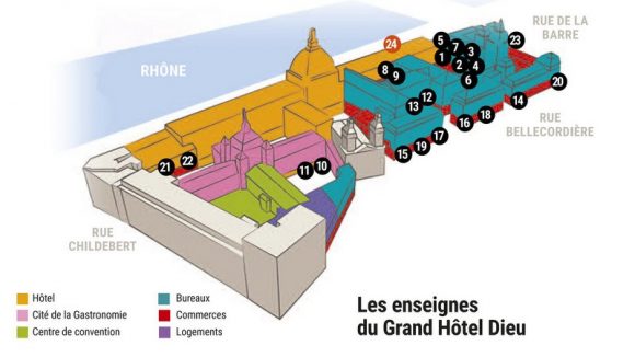 Hôtel-Dieu plan des enseignes