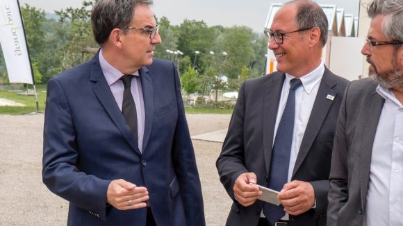 David Kimelfeld et Jean Deguerry au Grand Parc Miribel-Jonage le 23 mai 2018 © Tim Douet