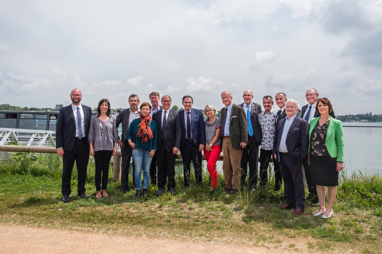 Elus du Grand Lyon et du conseil départemental de l’Ain au Grand Parc Miribel-Jonage le 23 mai 2018 © Tim Douet