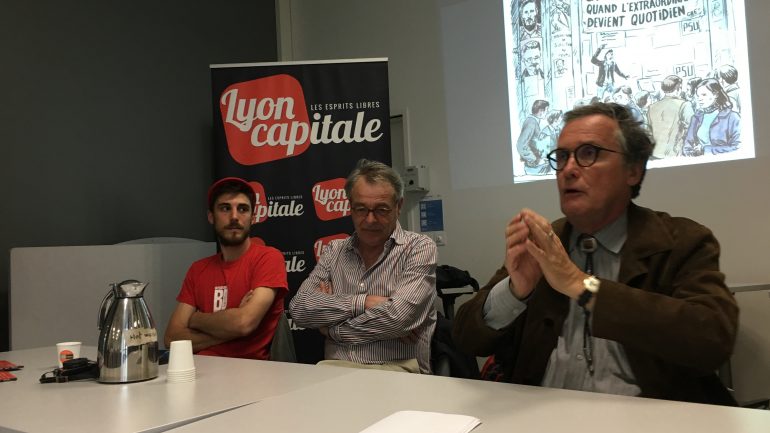 Mathieu Bertrand, Jean-Claude Chuzeville et Bruno Benoît lors de la conférence (© Raphaël Ruffier)