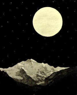Jean-Luc Blanchet - Magie (Ombre et Lumière) 2018 (Pleine Lune) - [effacement]. Mix Médias sur toile - 61x50 cm