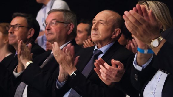 Michel Mercier et Gérard Collomb au meeting En Marche – campagne législatives 2017 © Tim Douet