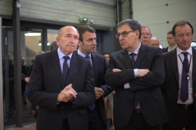 Gérard Collomb, David Kimelfeld et Emmanuel Macron © Tim Douet