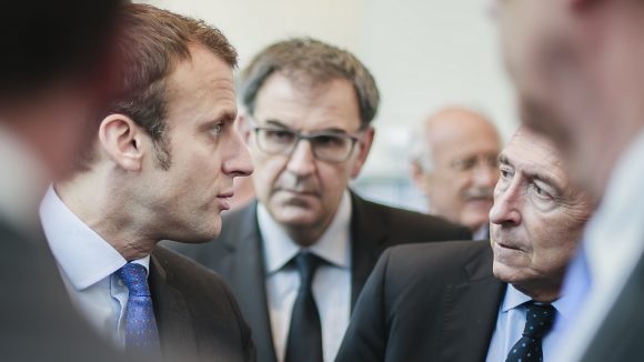 Emmanuel Macron et Gérard Collomb, à Lyon, en 2016 – à l’arrière-plan, David Kimelfeld © Tim Douet