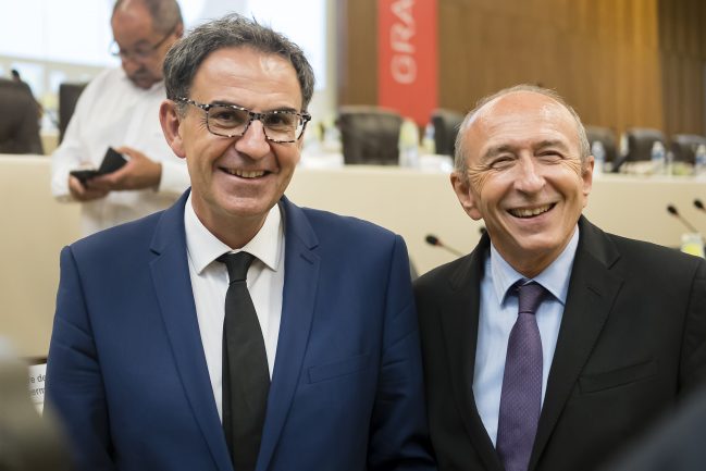 Gérard Collomb et David Kimelfeld au conseil de la métropole, le 10 juillet 2017 © Tim Douet